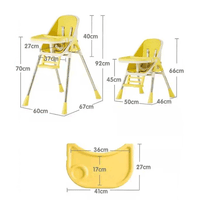 Thumbnail for MULTI FUNCTIONAL 2 IN 1 BABY FEEDING CHAIR WITH REMOVABLE TRAY