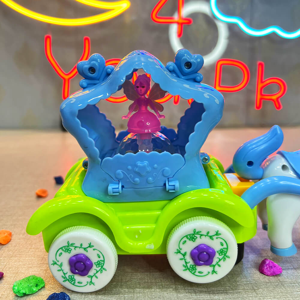 KIDS MUSICAL & 3D LIGHTS STARS HORSE CARRIAGE FUN