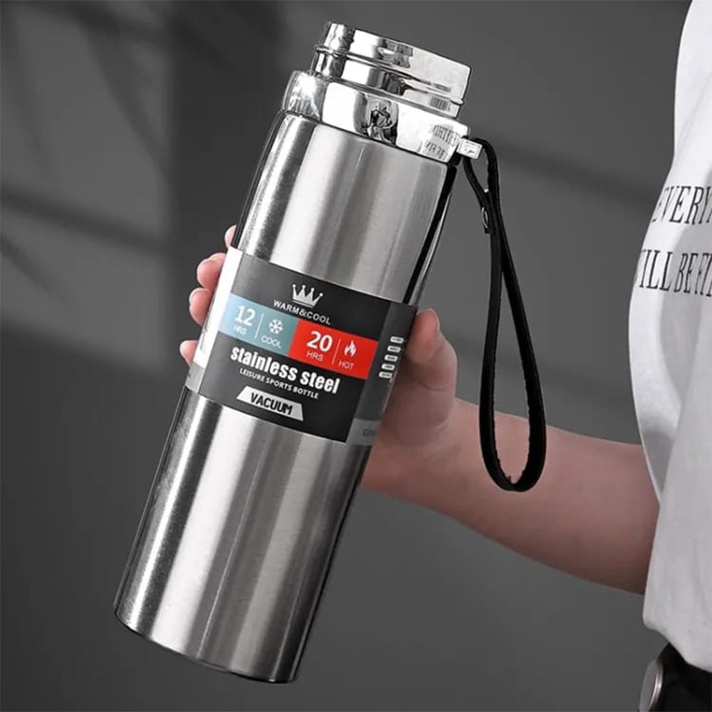 DOUBLE STAINLESS STEEL VACUUM FLASK WATER BOTTLE 800ML