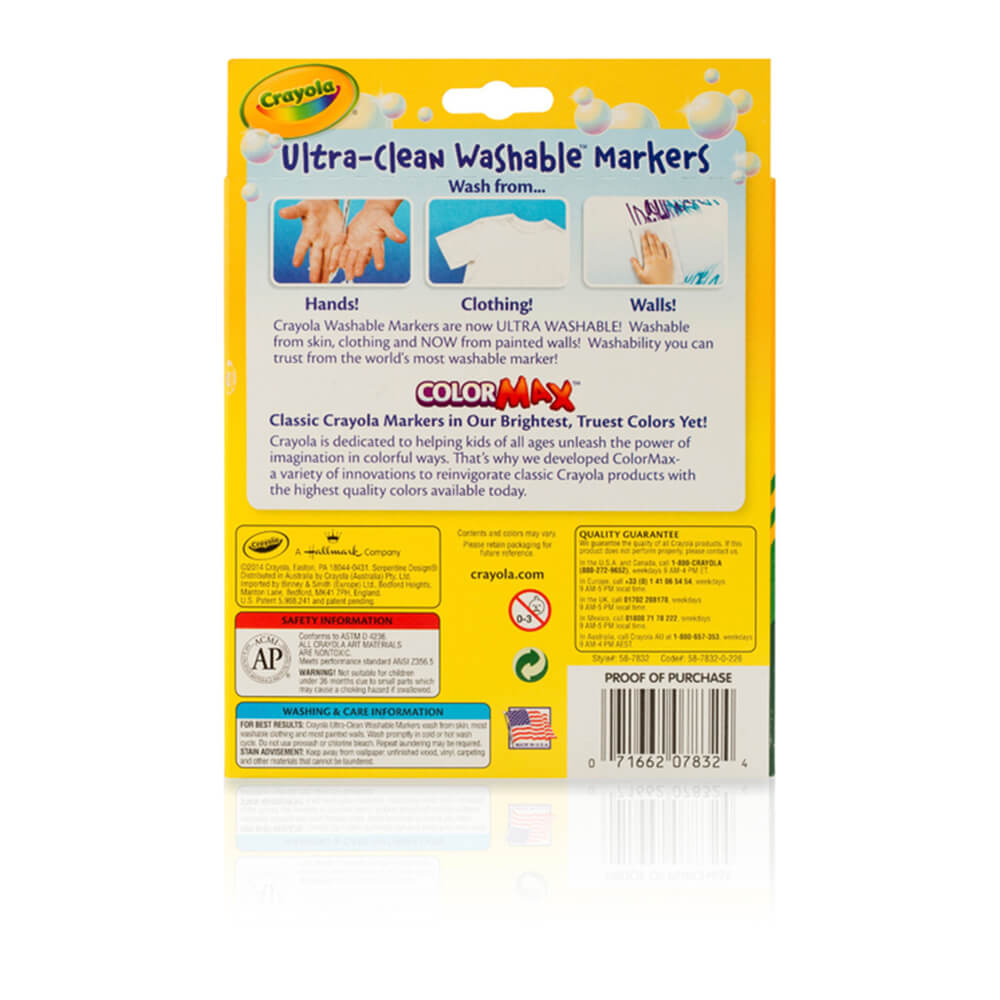 CRAYOLA ULTRA-CLEAN WASHABLE MARKERS - PACK OF 8