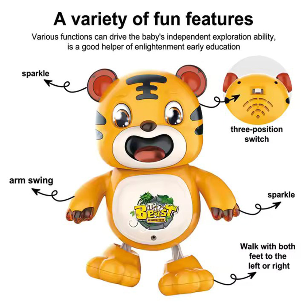 TIGER WITH LIGHT UP WALKING MUSICAL TOY