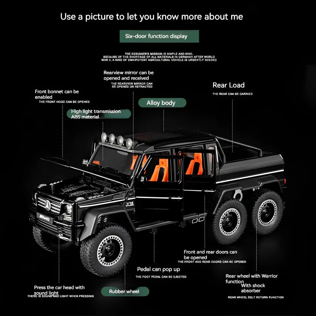 1:24 MERCEDES G63 AMG 6X6 ALLOY DIECAST MODEL