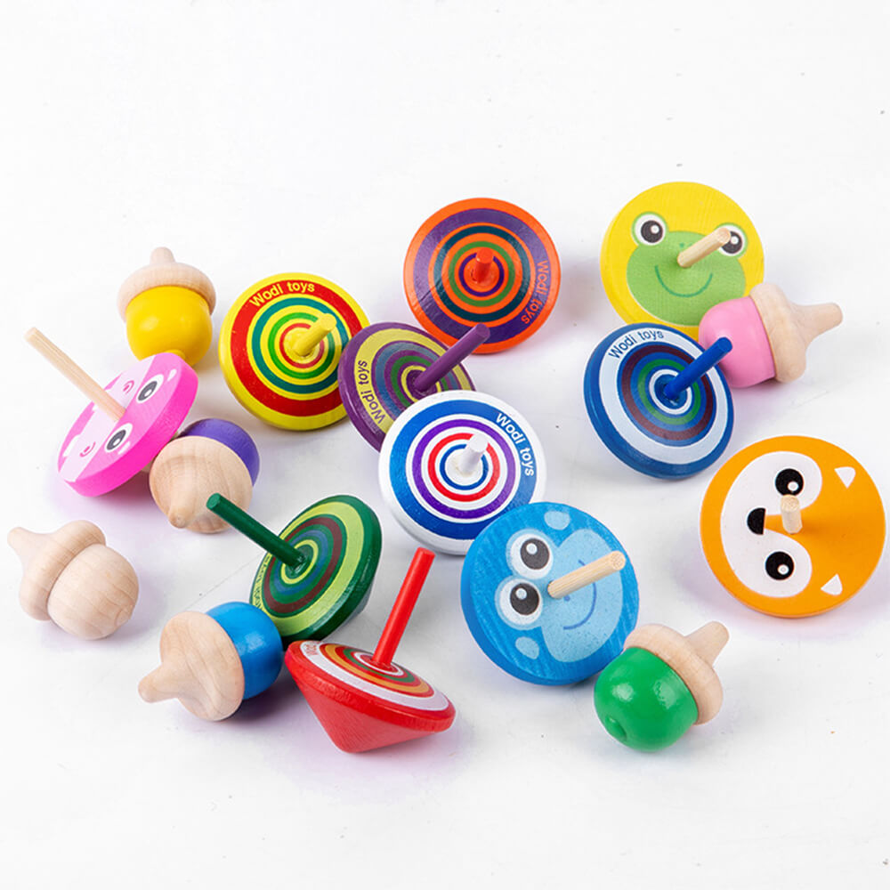 17 PCS MINI WOODEN SPINNING TOP