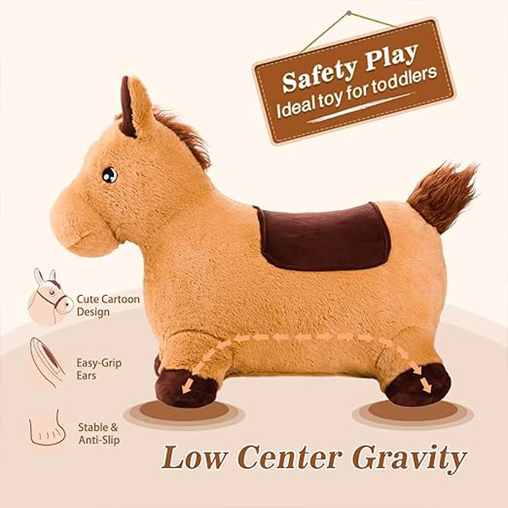 INFLATABLE PLUSH BROWN BOUNCING HORSE FOR KIDS