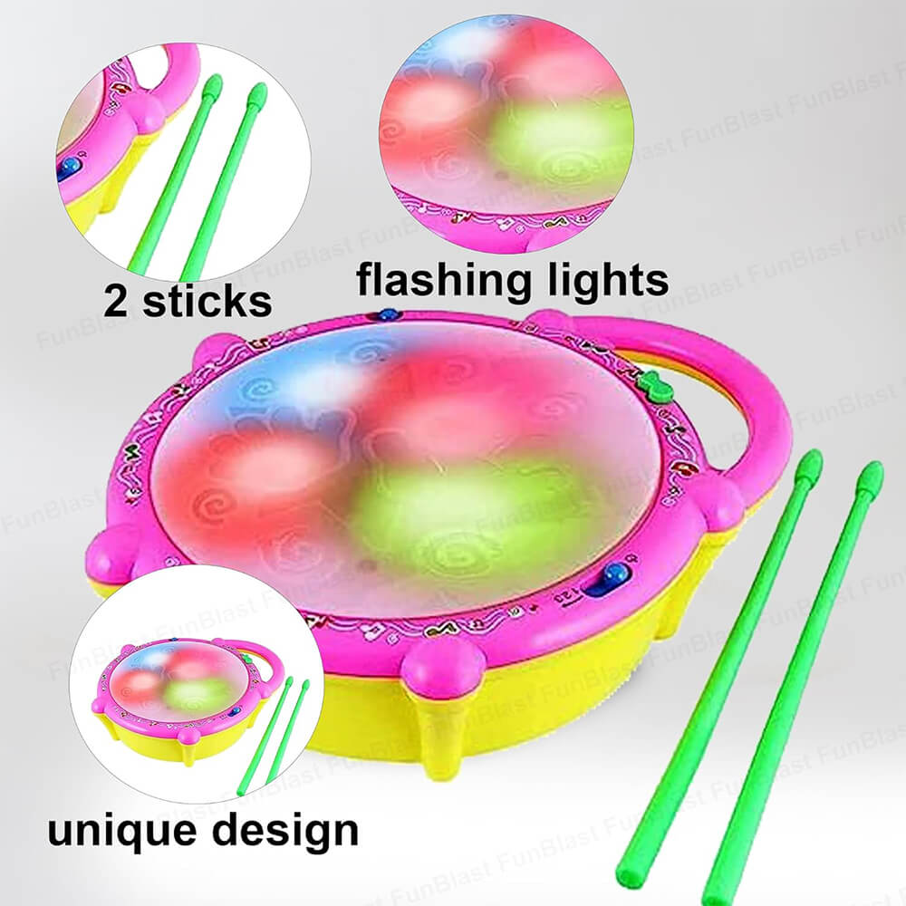 BABY MUSICAL 3D LIGHTS DRUM WITH STICKS