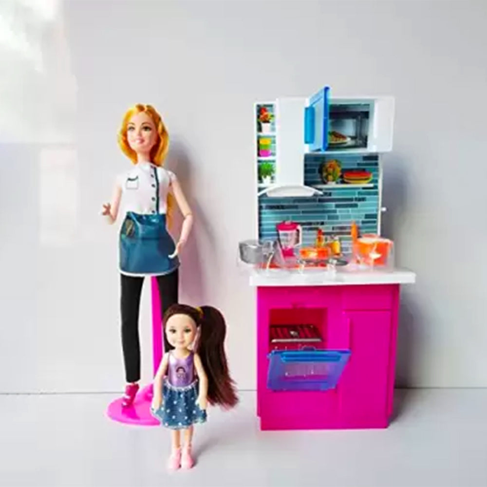 TICKLES MOTHER & DAUGHTER DOLL WITH KITCHEN PLAYSET