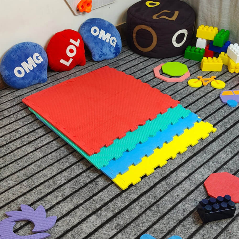 MULTICOLOR BIG SIZE PLAY AREA PUZZLE MAT - 4 PCS