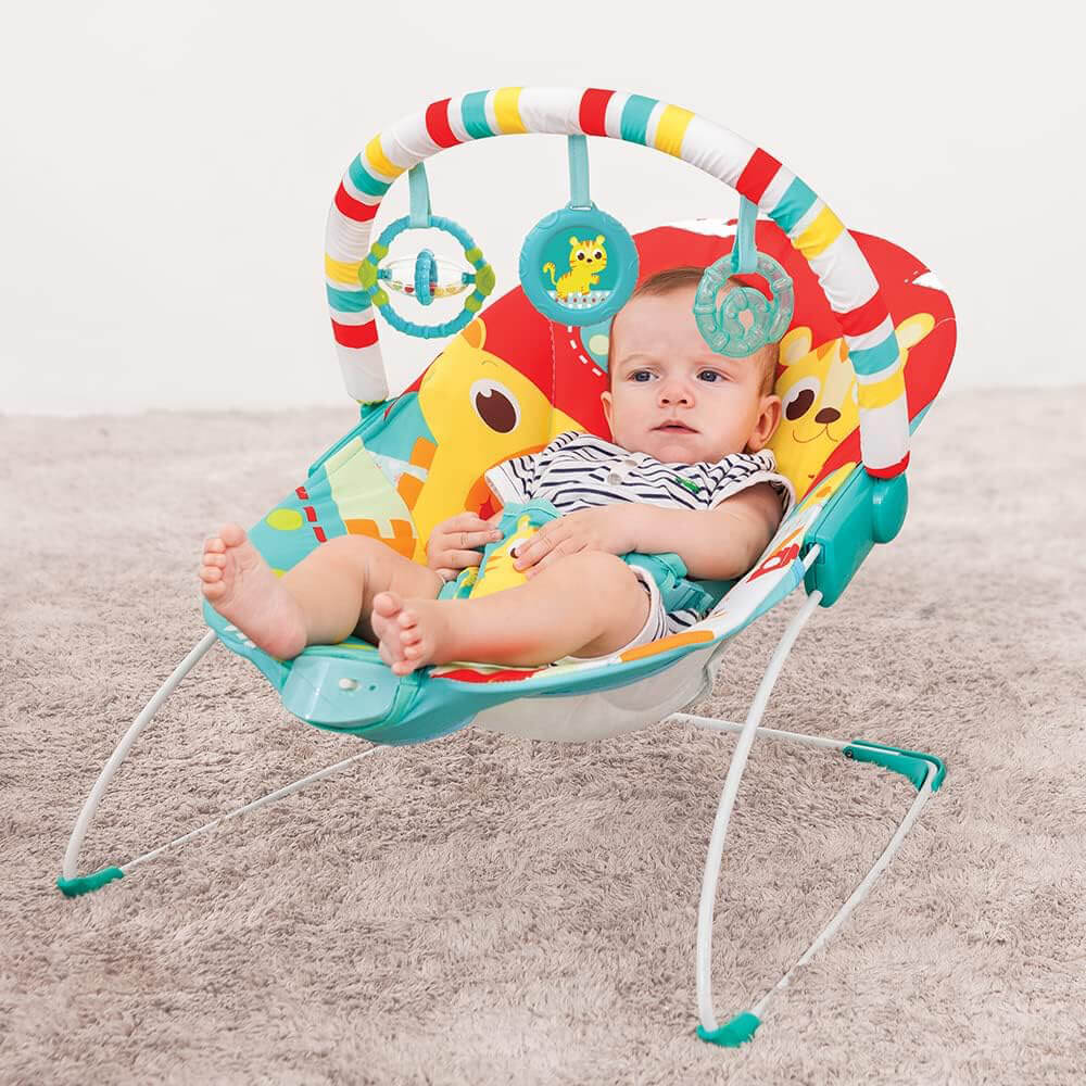 MASTELA BABY BOUNCER WITH ATTAHCED TOYS - MULTI COLOR