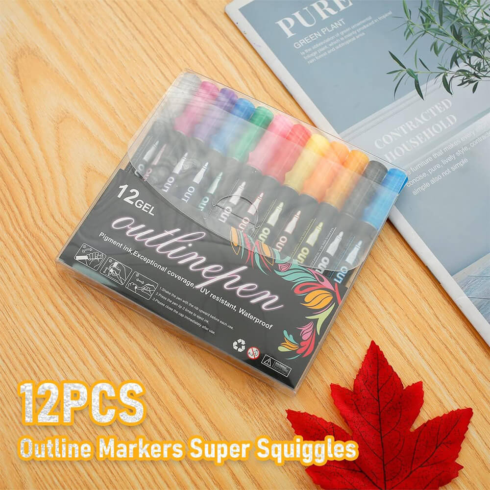 12 PCS - GEL OUTLINER PEN