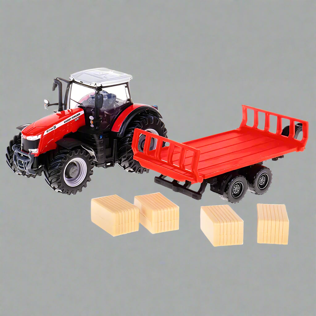 BBURAGO MASSEY FERGUSSON TRACTOR WITH BALE TRAILER - 10CM