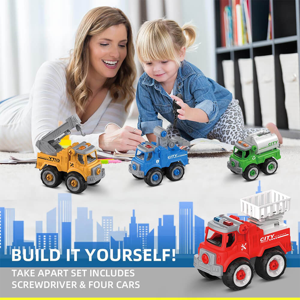 PACK OF 4 MINI CITY SANITATION DIY TRUCK