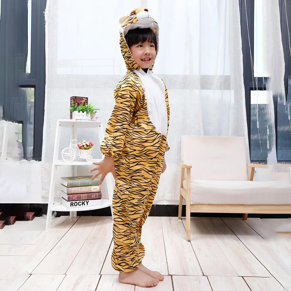 KIDS TIGER COSTUME WITH JUMP SUIT AND HEADSET