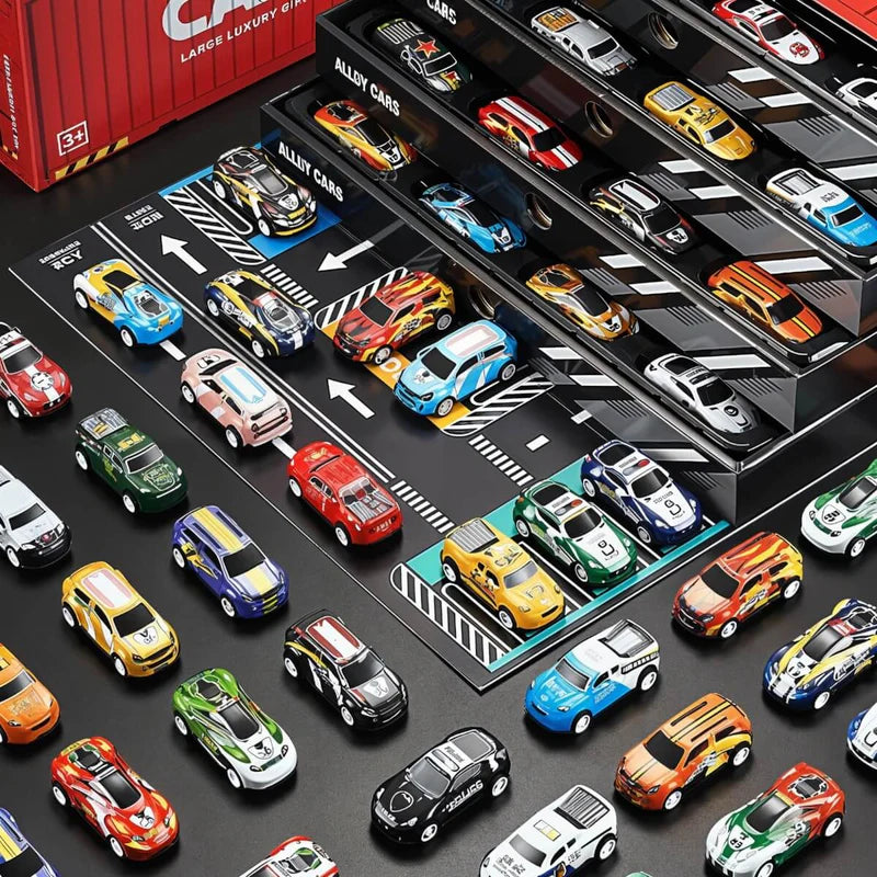 CONTAINER ALLOY CAR MODEL FINALE INERTIA PULL BACK MINI CAR TOY - 48PCS