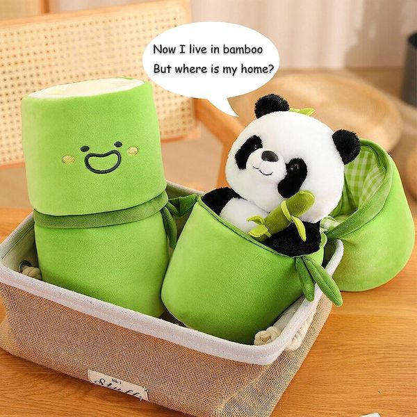 2 IN 1 CREATIVE BAMBOO TUBE PANDA PLUSH TOY