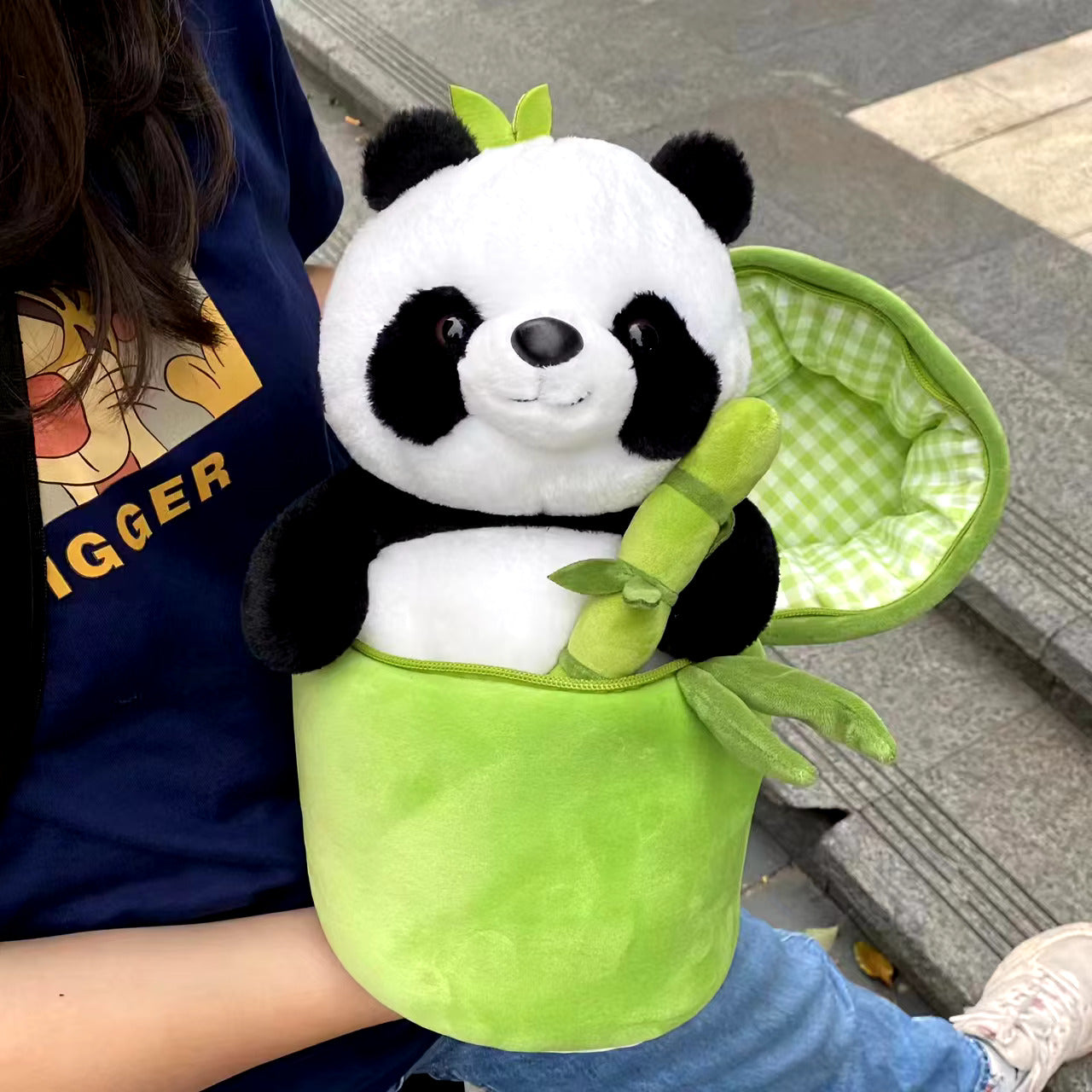 2 IN 1 CREATIVE BAMBOO TUBE PANDA PLUSH TOY