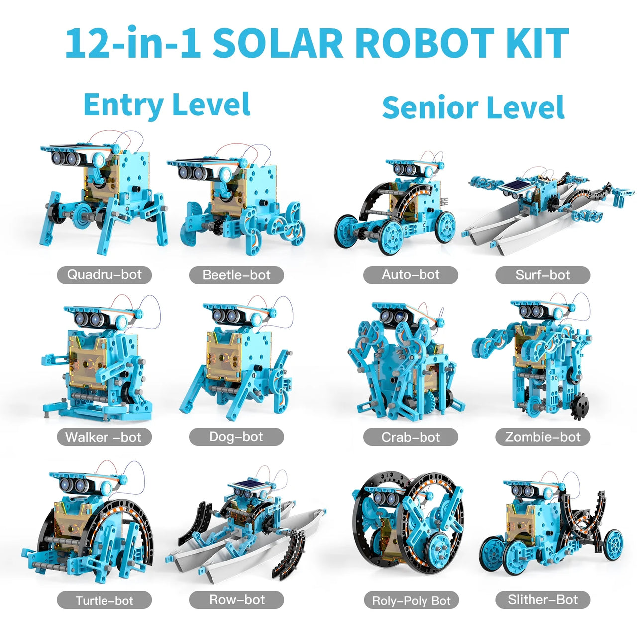 12 IN 1 LUCKY DOUG SOLAR ROBOT KITS FOR KIDS