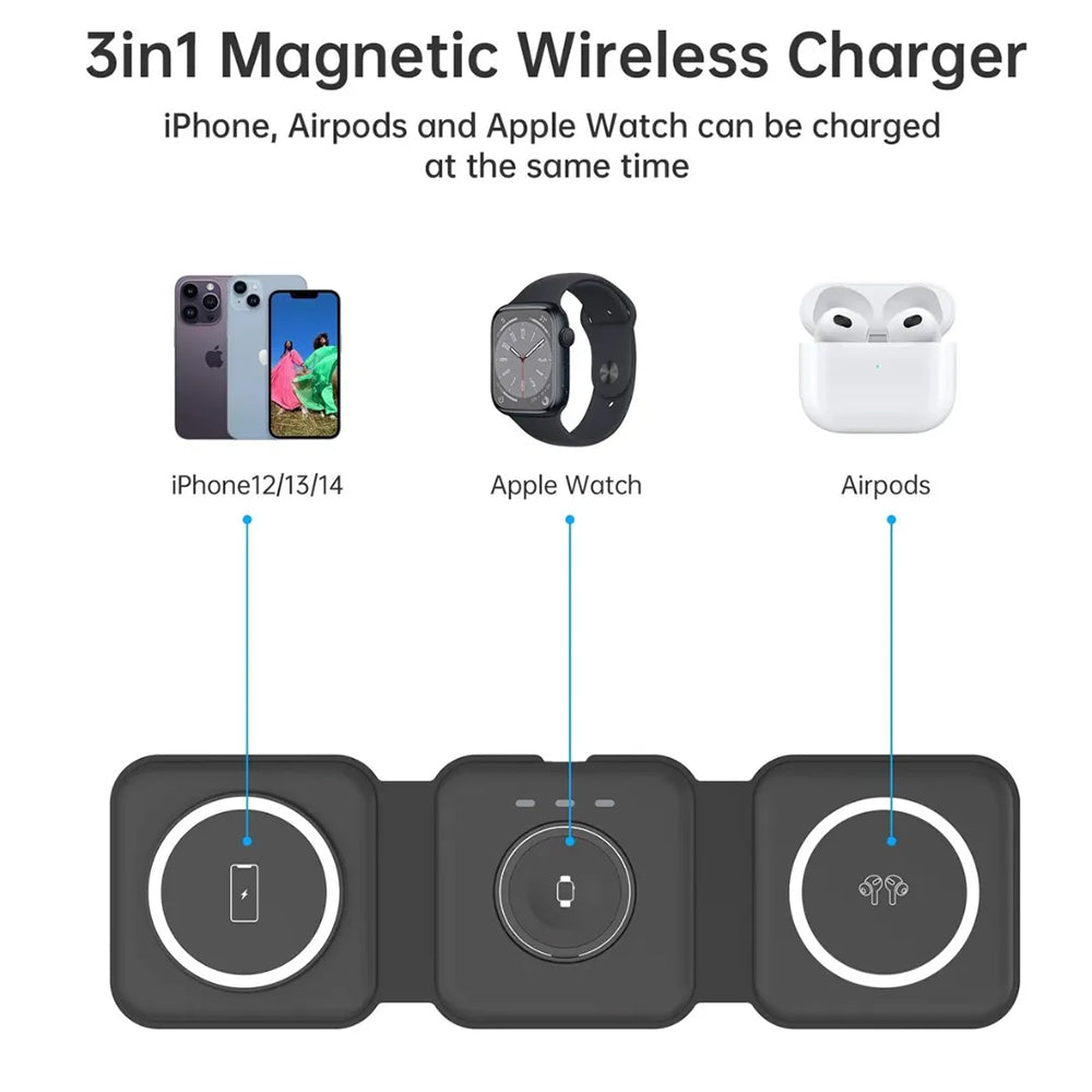 3 IN 1  MAGNETIC  FOLDABLE WIRELESS  CHARGING PAD