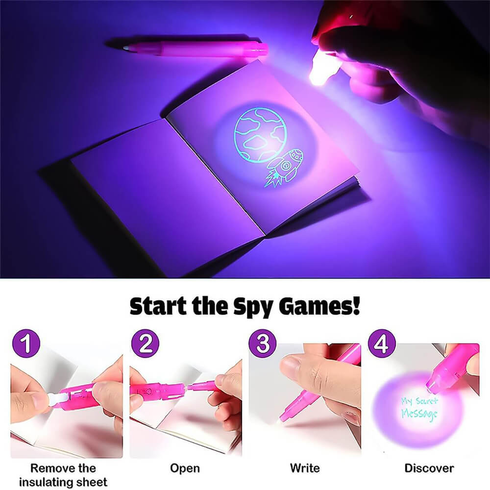 PACK OF 2 - INVISIBLE MAGIC PEN WITH UV-LIGHT