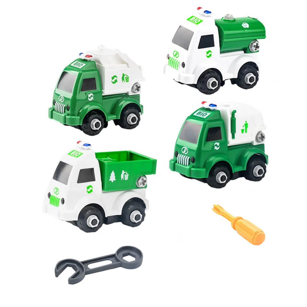 PACK OF 4 MINI CITY SANITATION DIY TRUCK