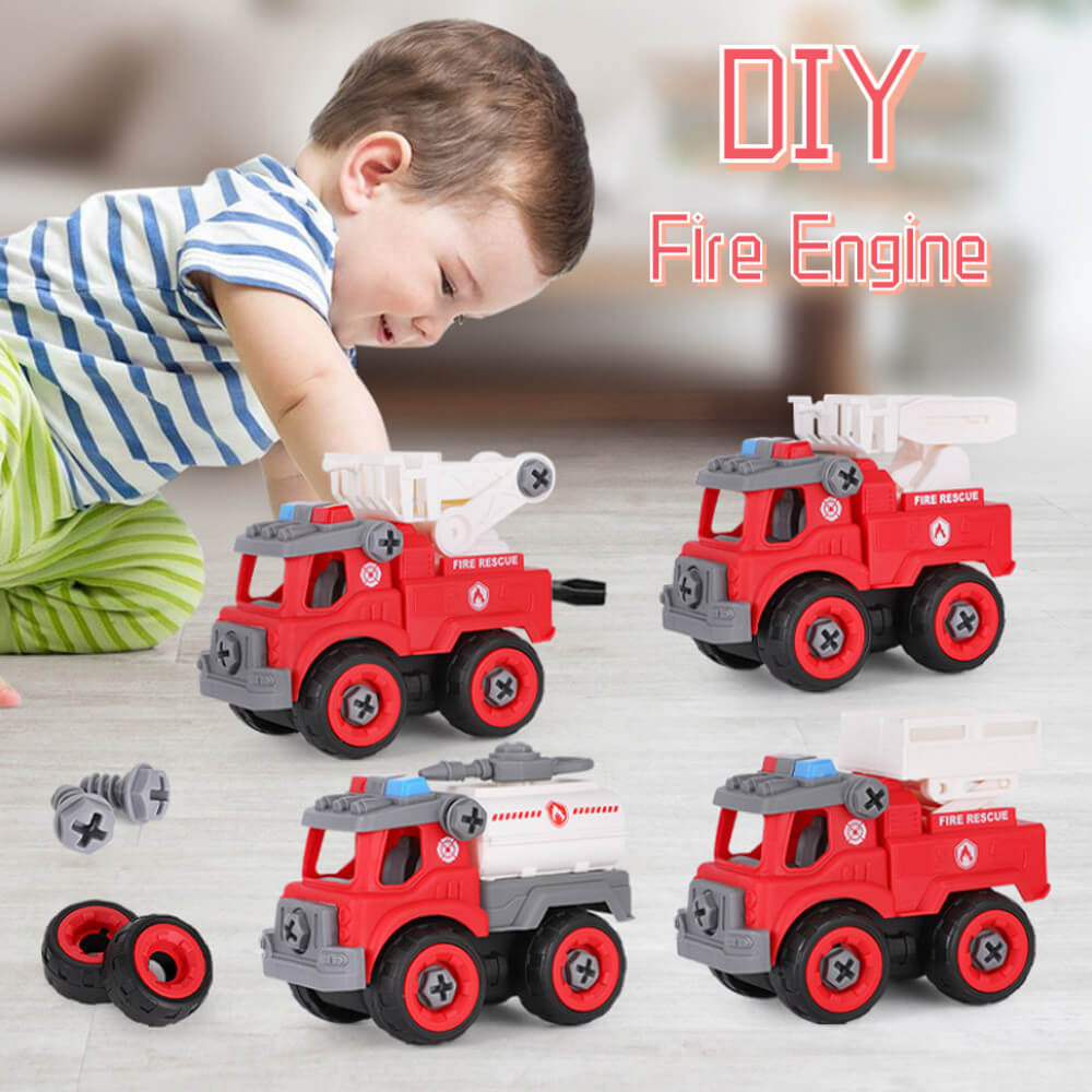 PACK OF 4 MINI FIRE RESCUE ASSEMBLE DIY TRUCK