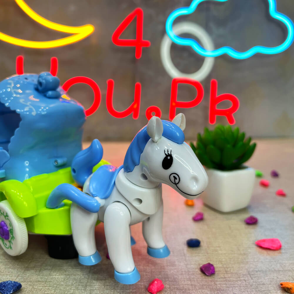 KIDS MUSICAL & 3D LIGHTS STARS HORSE CARRIAGE FUN