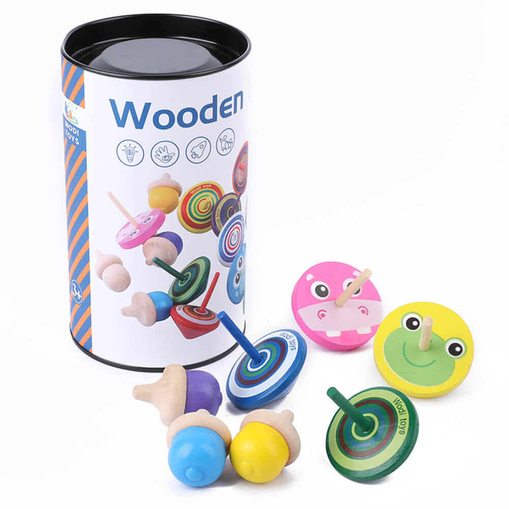 17 PCS MINI WOODEN SPINNING TOP