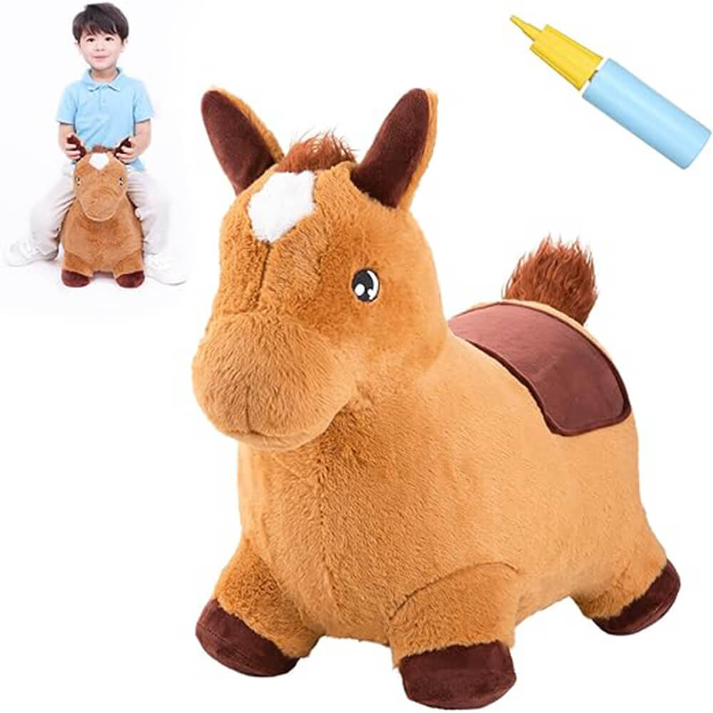 INFLATABLE PLUSH BROWN BOUNCING HORSE FOR KIDS