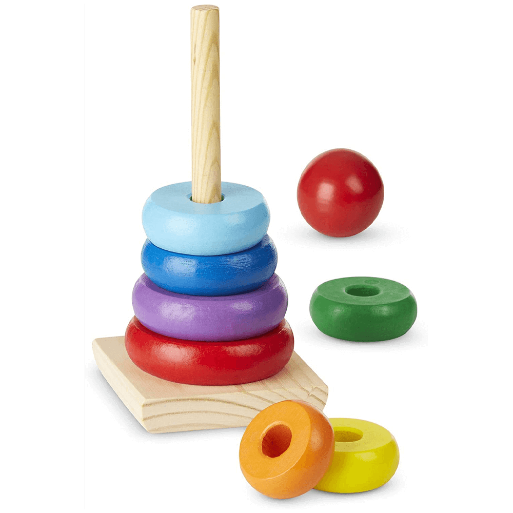 WOODEN STACKER RAINBOW RING TOWER