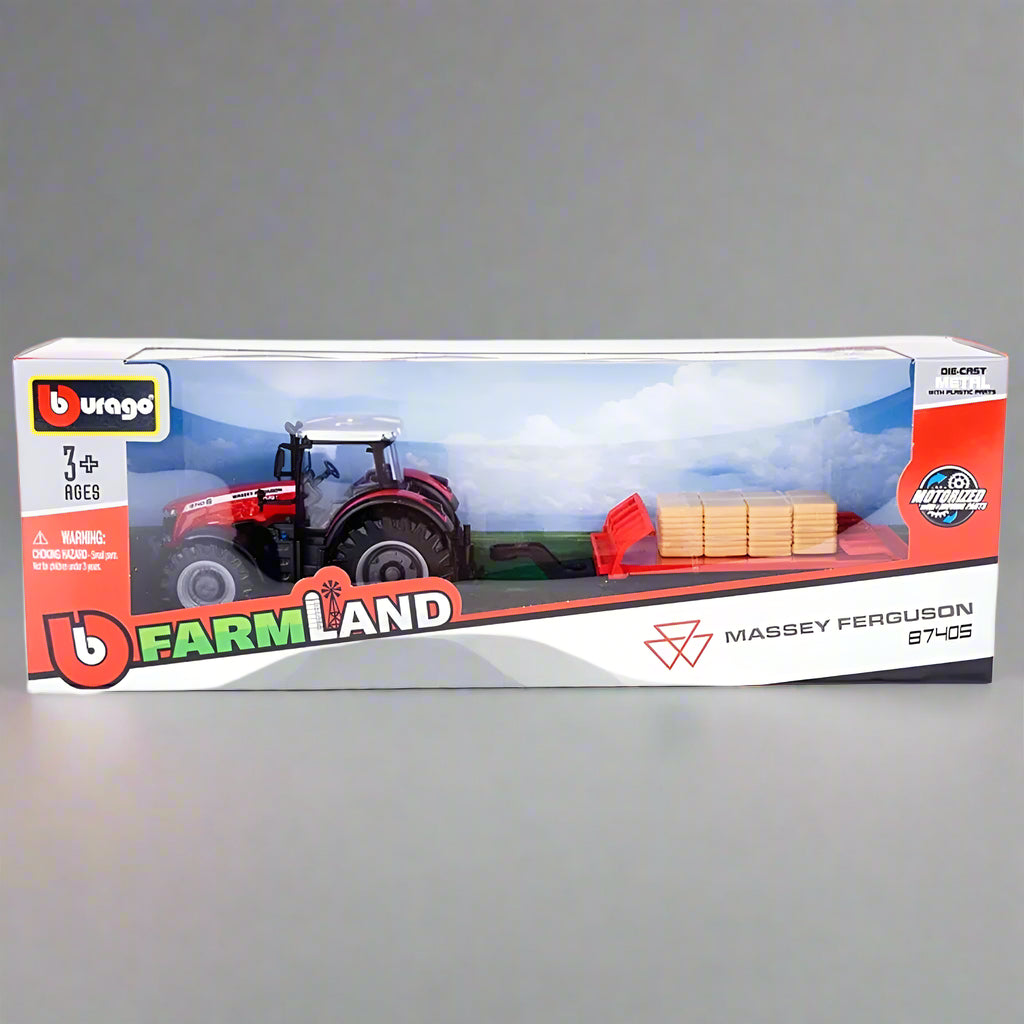 BBURAGO MASSEY FERGUSSON TRACTOR WITH BALE TRAILER - 10CM