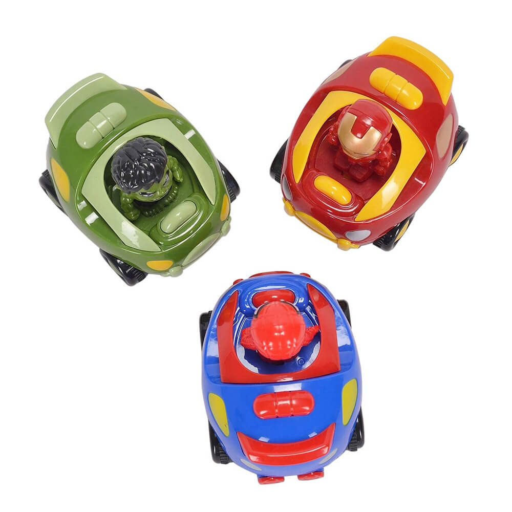 IRONMAN SPIDERMAN & HULK MOVING HEAD FRICTION CAR -PACK OF 1