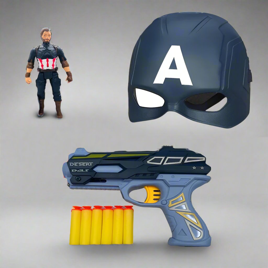 AVENGERS ULTIMATE HERO SOFT BULLETS GUN - CAPTAIN AMERICA