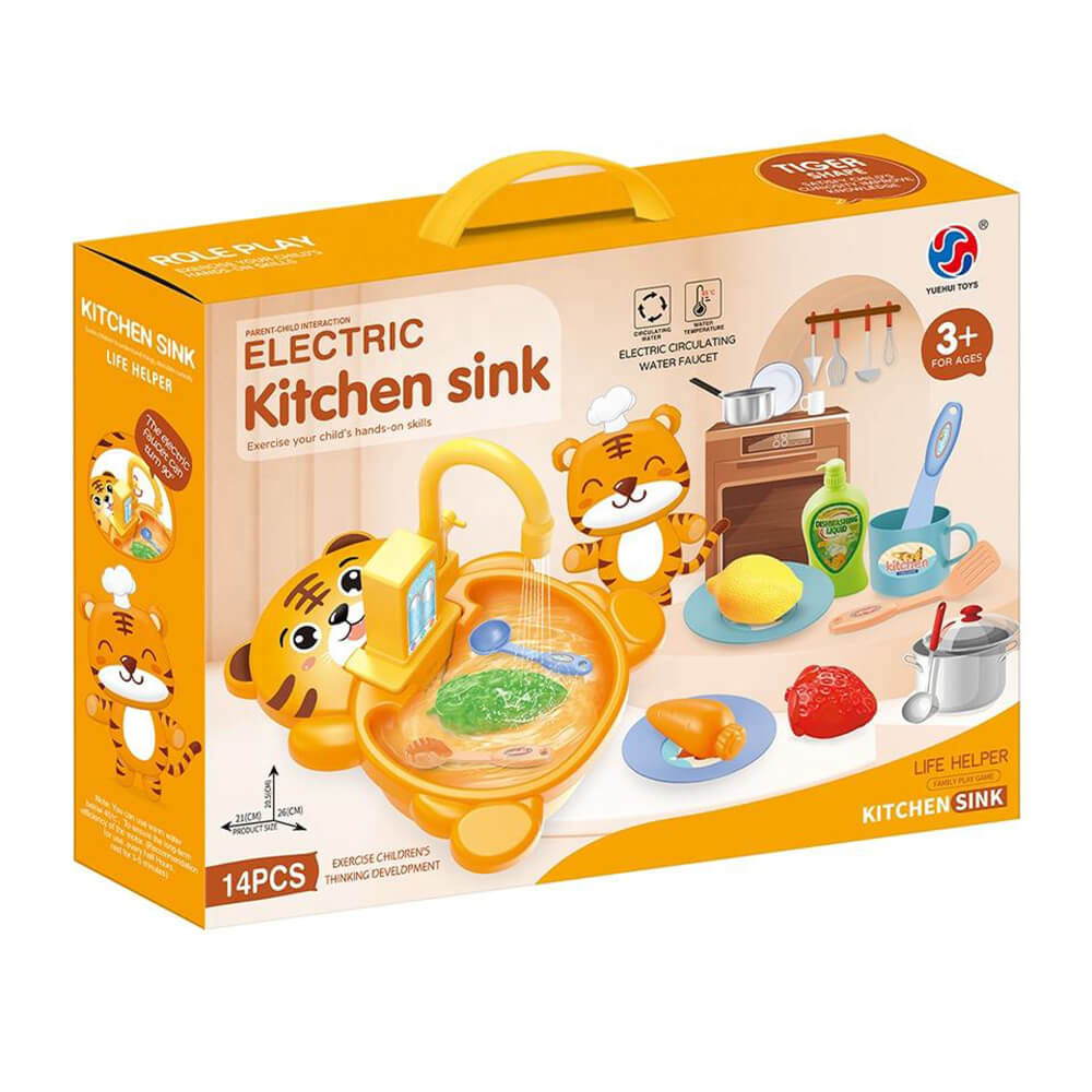 KIDS KITCHEN PLAY SINK SET - 14 PCS