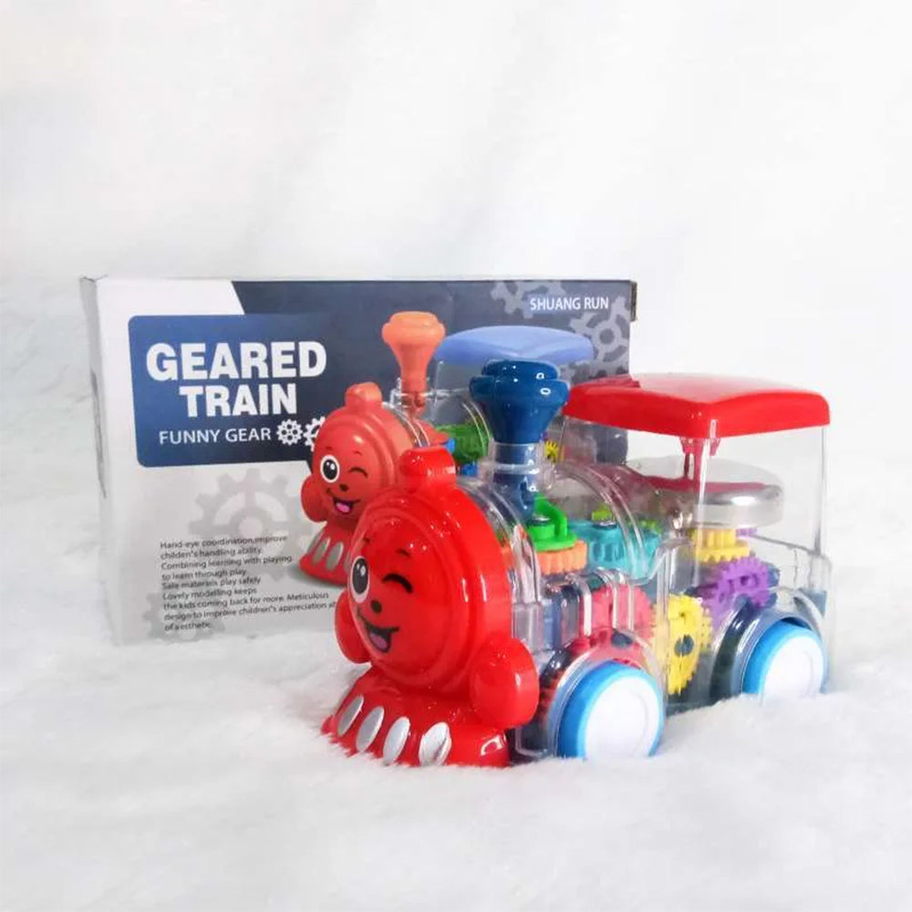 GEARED TRAIN WITH MOVING GEARS TINKLING AND LIGHT