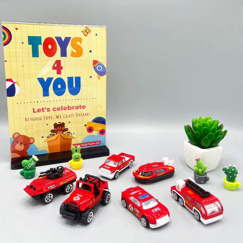 KIDS MINI METAL FIRE CAR COLLECTION - 6 PCS