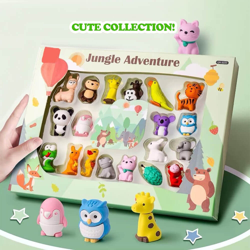 CUTE CARTOON MULTIPLE DESIGN ERASER SET