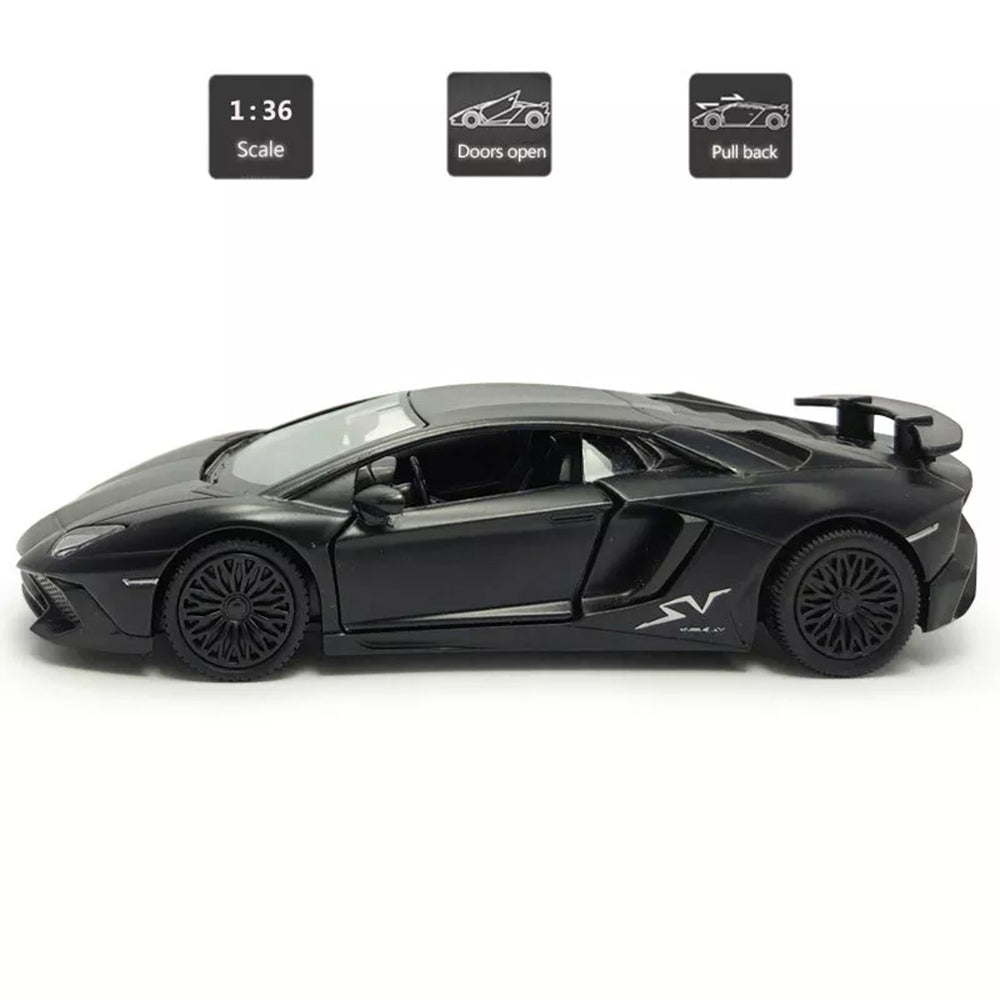 1:36 PULL BACK LAMBORGHINI AVENTADOR LP750-4 SV DIECAST METAL ALLOY CAR