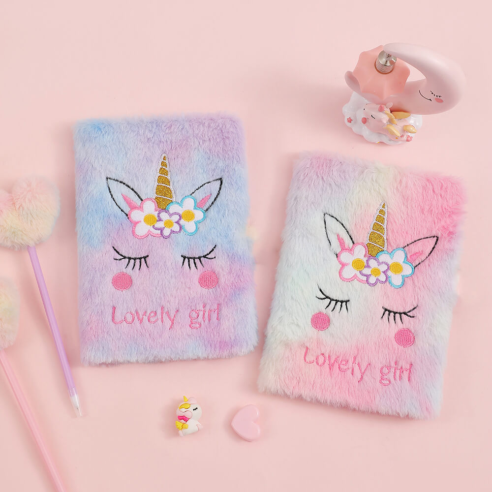 PLUSH FLUFFY UNICORN NOTEBOOK DIARY