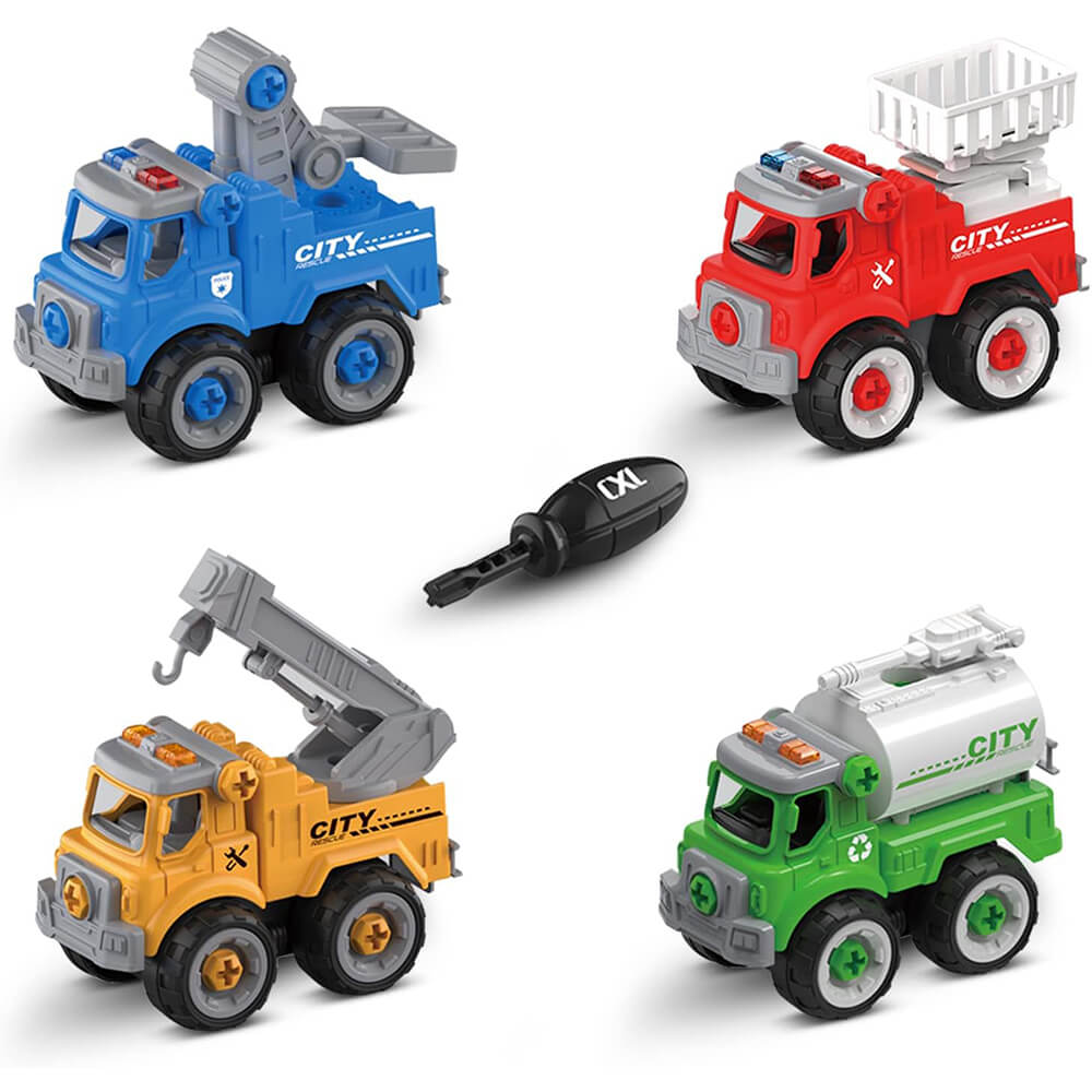 PACK OF 4 MINI CITY SANITATION DIY TRUCK