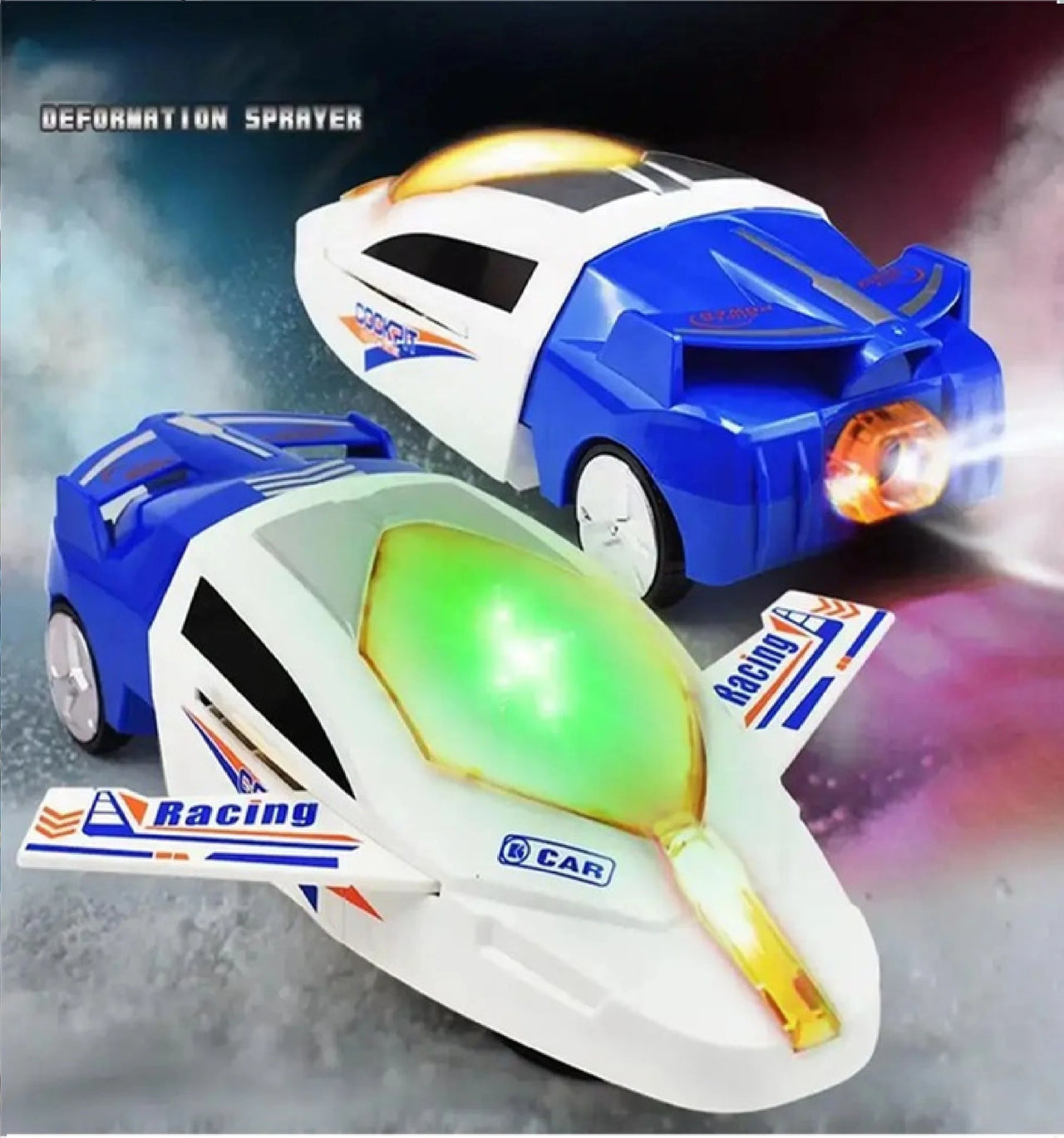 2 IN 1 TRANSFORMABLE CAR TOY WITH COLORFUL LIGHTS AND MUSIC