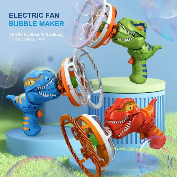 ELECTRIC DINOSAUR DOUBLE BUBBLE MACHINE GUN