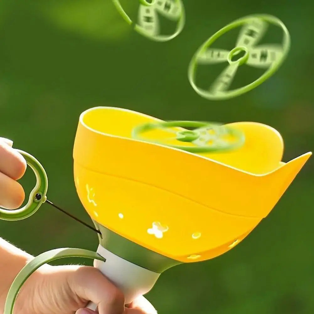 FROG PULL-STRING FLYING SAUCER DISC LAUNCHER