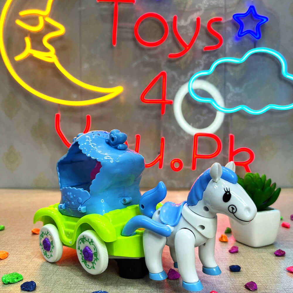 KIDS MUSICAL & 3D LIGHTS STARS HORSE CARRIAGE FUN