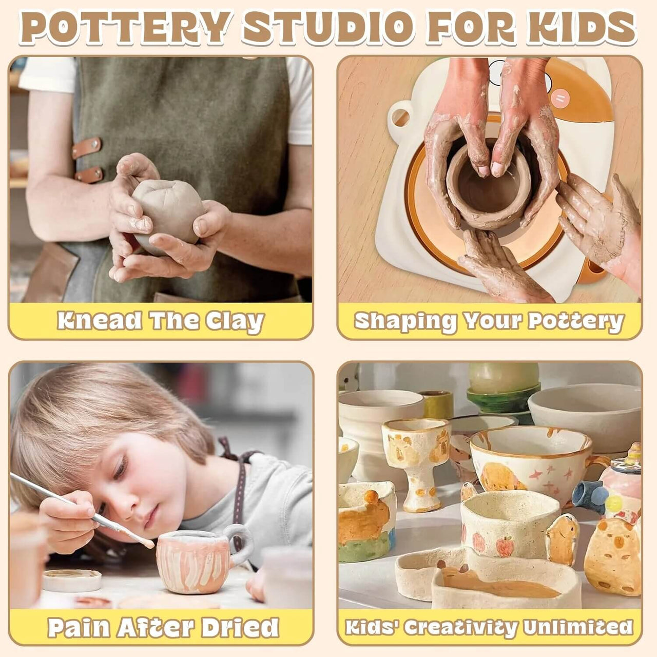 CUTE CAT POTTERY WHEEL MACHINE CREATIVE CLAY ART SET