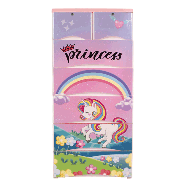 KIDS & BABIES STORAGE HOME BOX - 6 DRAWERS - UNICORN