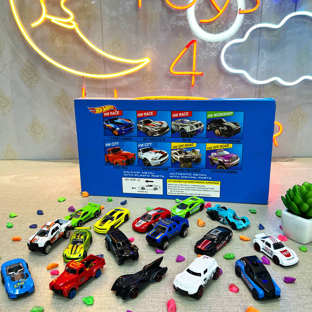 HOTWHELL MINI METAL CAR - 16 PCS