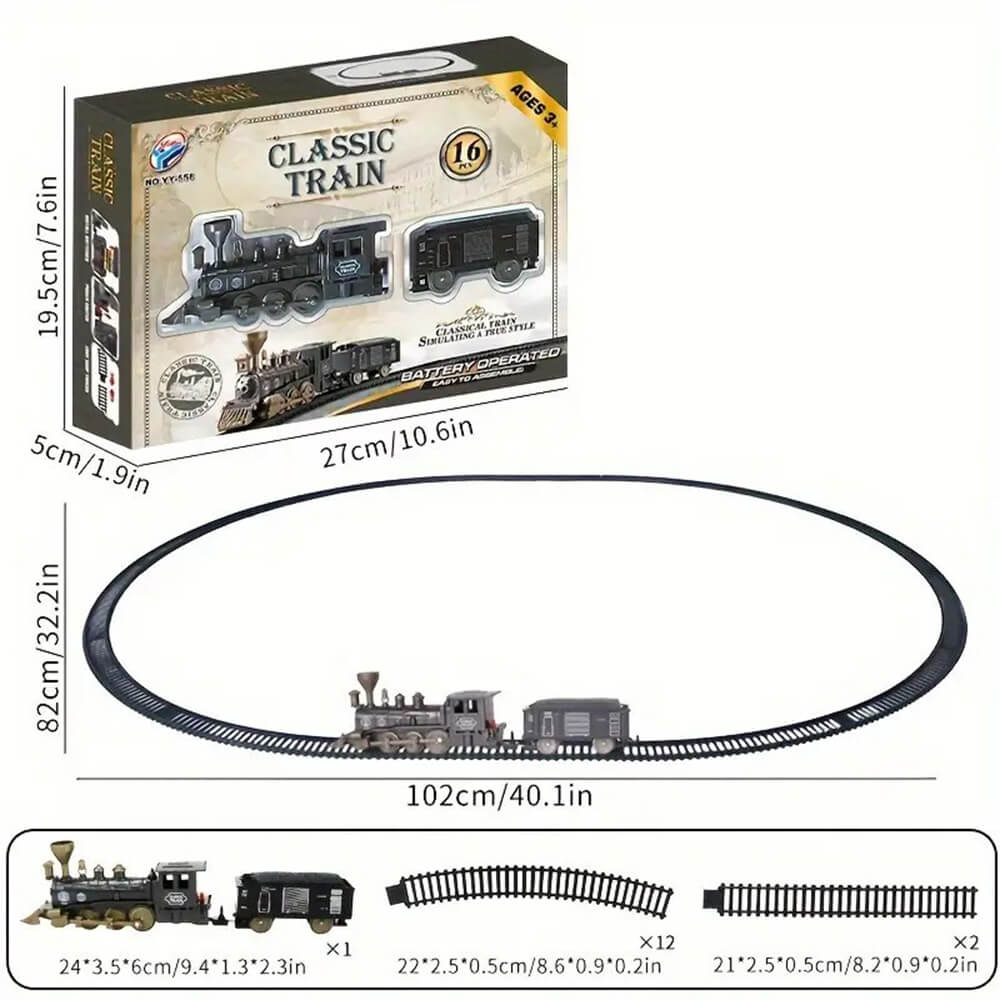 CLASSIC ELECTRIC TRAIN SET WITH 2 CARRIAGES & TRACKS