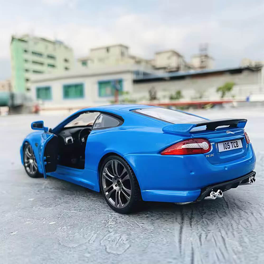 BBURAGO 1:24 JAGUAR XKR-S BLUE ROADSTER ALLOY DIECAST MODEL