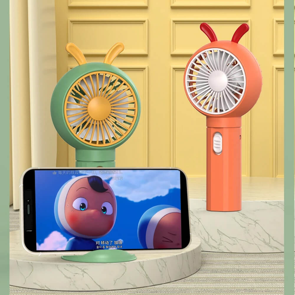 CUTE RECHARGEABLE FAN WITH MOBILE STAND