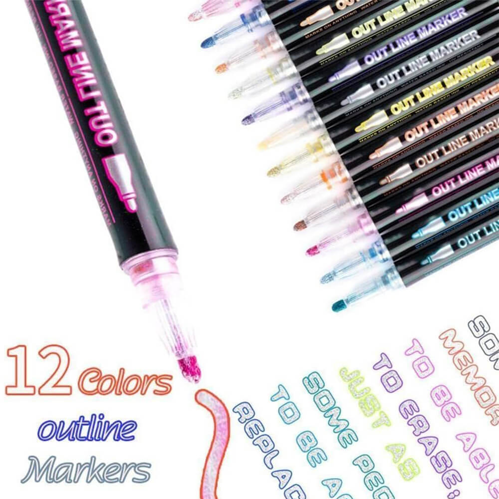 12 PCS - GEL OUTLINER PEN