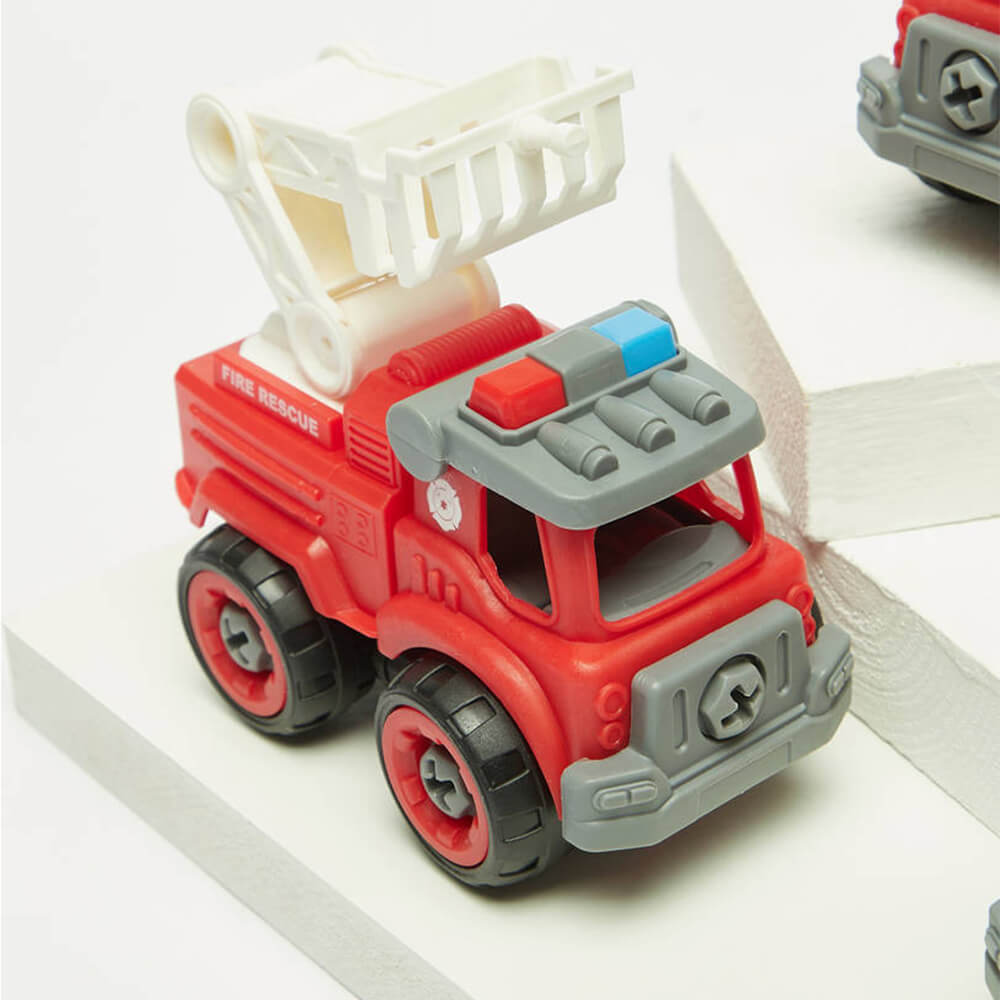 PACK OF 4 MINI FIRE RESCUE ASSEMBLE DIY TRUCK